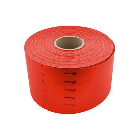 CombiCraft Blanco sleufetiketten 160x17mm voor thermal transferprinters op rol rood - per 4000 etiketten