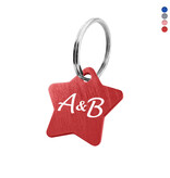 Aluminium sleutellabel ster 27x27mm met initialen - per 1 stuk