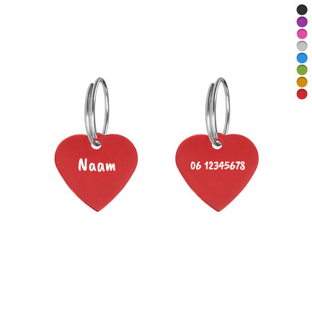 Hondenpenning hartje klein 21x21mm met naam en tekst - per stuk
