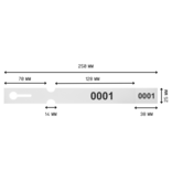 Sleufetiketten genummerd 250x25mm met afscheurstrookje wit - per 200 etiketten