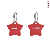 Hondenpenning ster 27x27mm met tekst