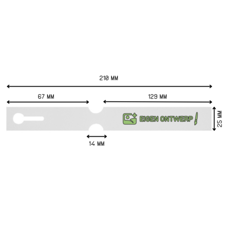 Sleufetiketten met eigen ontwerp 210x25mm - per 198 etiketten