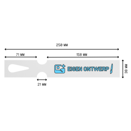 Sleufetiketten met eigen ontwerp 250x38mm  - per 200 etiketten