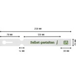 Sleufetiketten met eigen ontwerp 250x25mm met afscheurstrook  - per 200 etiketten