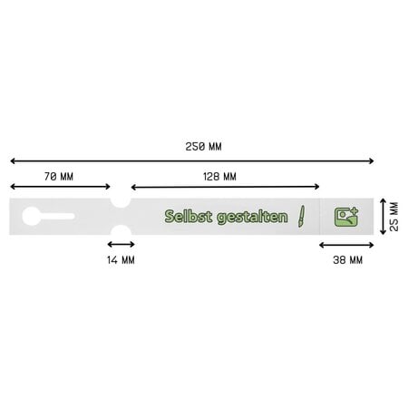 CombiCraft Sleufetiketten met eigen ontwerp 250x25mm met afscheurstrook  - per 200 etiketten