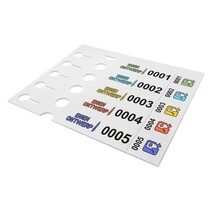 Sleufetiketten 250x38mm met ontwerp en nummer