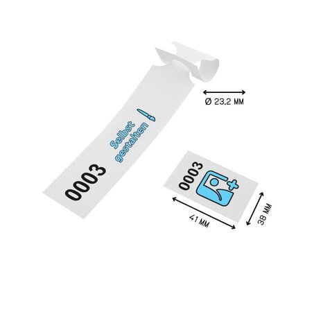 CombiCraft Sleufetiketten met eigen ontwerp en nummering 250x38mm met afscheurstrook - per 200 etiketten