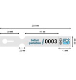 Sleufetiketten met eigen ontwerp en nummering 250x38mm met afscheurstrook - per 200 etiketten
