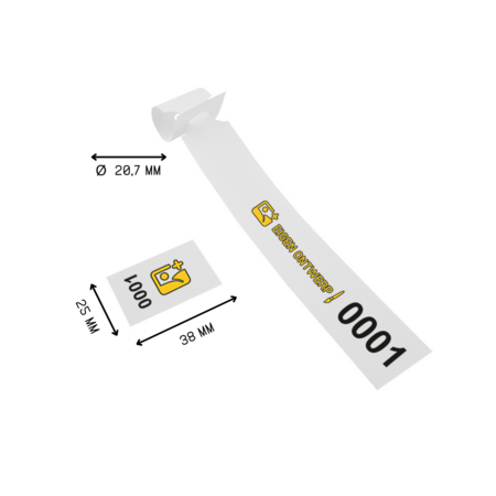 Sleufetiketten met eigen ontwerp en nummering 250x25mm met afscheurstrook - per 200 etiketten