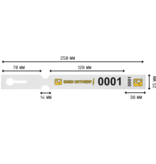CombiCraft Sleufetiketten met eigen ontwerp en nummering 250x25mm met afscheurstrook - per 200 etiketten