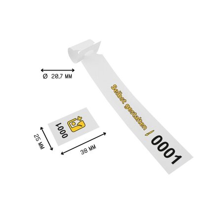 Sleufetiketten met eigen ontwerp en nummering 250x25mm met afscheurstrook - per 200 etiketten