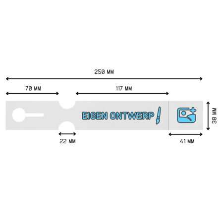 CombiCraft Sleufetiketten met eigen ontwerp 250x38mm met afscheurstrook   - per 200 etiketten