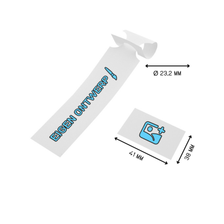 Sleufetiketten met eigen ontwerp 250x38mm met afscheurstrook   - per 200 etiketten