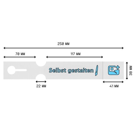 Sleufetiketten met eigen ontwerp 250x38mm met afscheurstrook   - per 200 etiketten