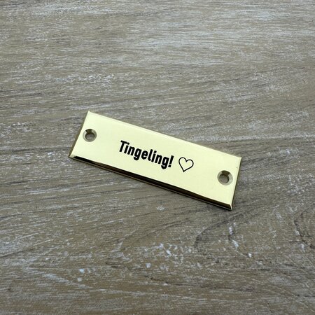 Messing naamplaatje 60x20mm met gravering - per stuk