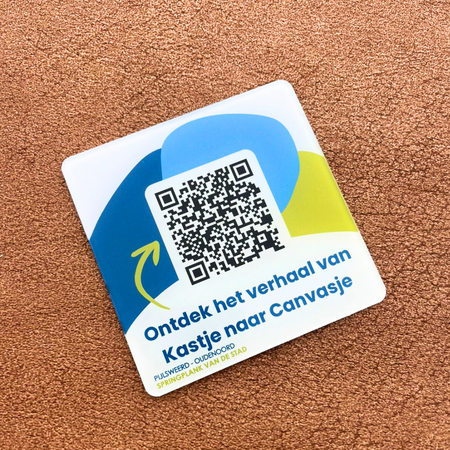 QR-code bordje van plexiglas met eigen ontwerp vierkant - per 1 stuk