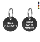 Aluminium hondenpenning Ø30mm met naam, telefoonnummer en tekst tweezijdige gravering - per stuk