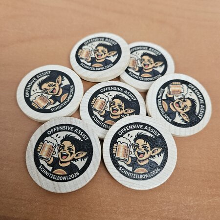 Houten munten Ø37mm met jouw eigen ontwerp - per 100 stuks