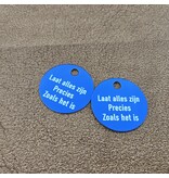 Aluminium sleutellabel met tekst - per stuk