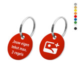 Kunststof sleutellabel met tekst en logo tweezijdig gegraveerd - per stuk
