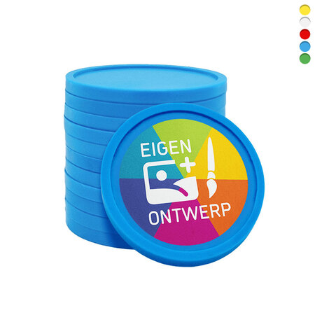 Kunststof winkelwagenmunten € 2 bedrukken met eigen ontwerp - per 100 stuks