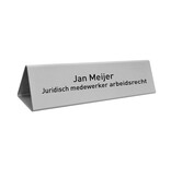 Bureau naambordje Cody met functietitel van zilverkleurig aluminium 200x55mm - per 1 stuk