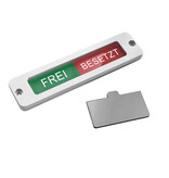 Aluminium schuifbordje Frei - Besetzt 100x25mm met gaten - per stuk