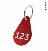 Aluminium sleutellabel 45x29mm met nummer druppel - per stuk
