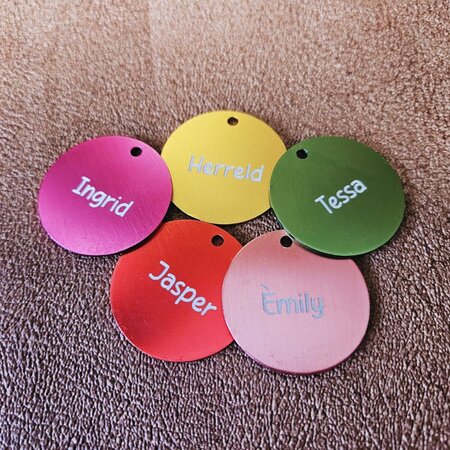 CombiCraft Aluminium sleutellabel Ø 35mm met naam - per 1 stuk