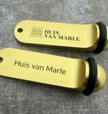 Big Classic aluminium hotel sleutelhanger goud met gravering
