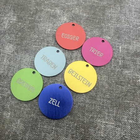 CombiCraft Aluminium sleutellabel Ø 35mm met naam - per 1 stuk