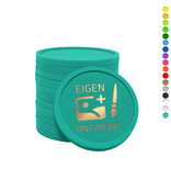 Plastic munten Ø25mm met eigen ontwerp in foliedruk - per 1000 stuks