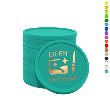 Plastic munten Ø25mm met eigen ontwerp in foliedruk - per 1000 stuks