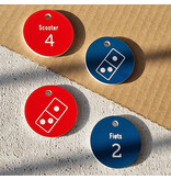 Kunststof sleutellabel met tekst, nummer en logo tweezijdig gegraveerd - per stuk