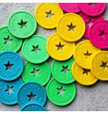 CombiCraft Plastic reliëfmunten Ø29mm met eigen ontwerp en veiligheidsgat - per 1000 stuks