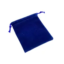 Fluwelen bewaarzakje met touwtjes blauw