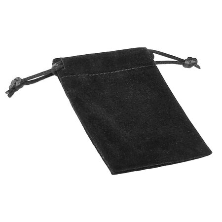 Fluwelen bewaarzakje met touwtjes zwart - per stuk