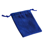 Fluwelen bewaarzakje met touwtjes blauw - per stuk