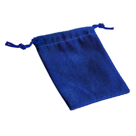 Fluwelen bewaarzakje met touwtjes blauw - per stuk