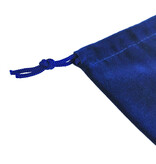 Fluwelen bewaarzakje met touwtjes blauw - per stuk