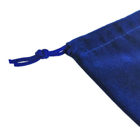 Fluwelen bewaarzakje met touwtjes blauw - per stuk