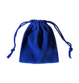 Fluwelen bewaarzakje met touwtjes blauw - per stuk