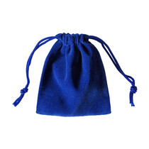 Fluwelen bewaarzakje met touwtjes blauw
