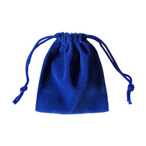 Fluwelen bewaarzakje met touwtjes blauw