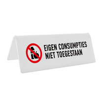 Tafelbordje eigen consumpties niet toegestaan