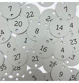 CombiCraft Aluminium nummerplaatje Ø30mm met nummer en gaten - per stuk