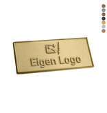 Gegoten logo plaatje 50x20mm met of zonder tape vanaf 100 stuks