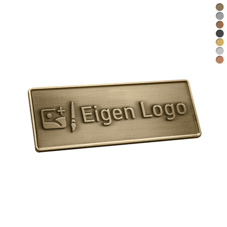 Gegoten logo plaatje 65x25mm met of zonder tape vanaf 100 stuks