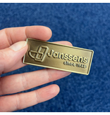 Gegoten logo plaatje 65x25mm met of zonder tape vanaf 100 stuks