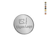 Gegoten logo plaatje Ø25mm met of zonder tape vanaf 100 stuks